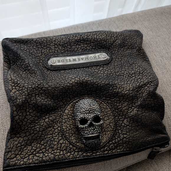 Thomas Wylde Handbags - Thomas Wylde Black Skull Embellished Men's Bag